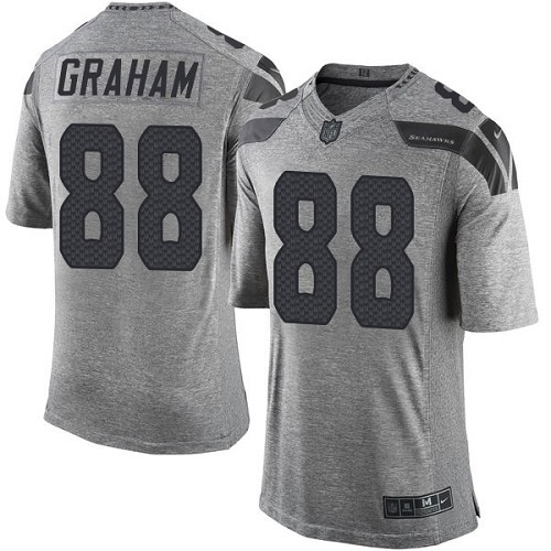 Men's Elite Jimmy Graham Nike Jersey Gray - #88 Gridiron NFL Seattle Seahawks